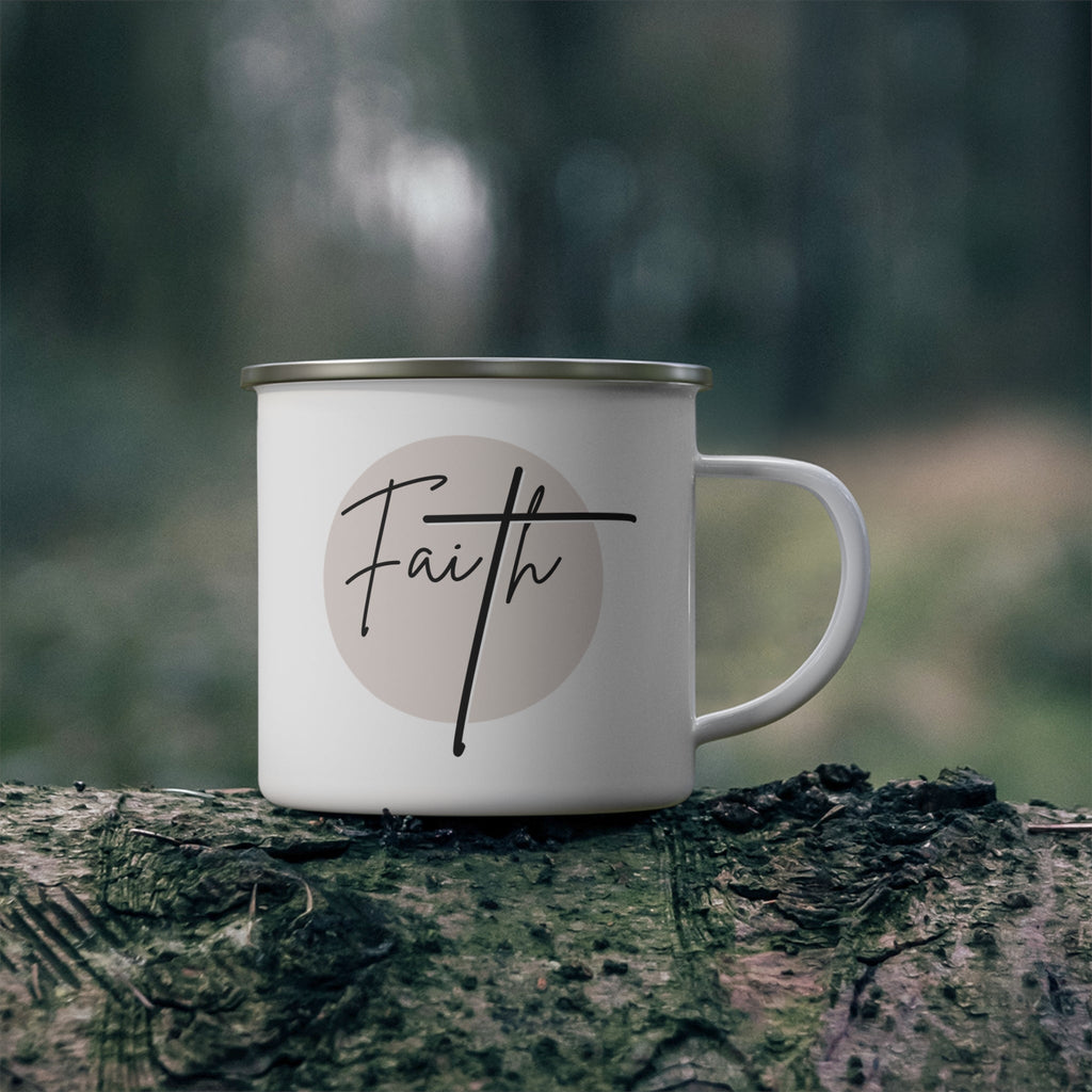 Enamel Camping Mug Faith - Christian Affirmation and Beige