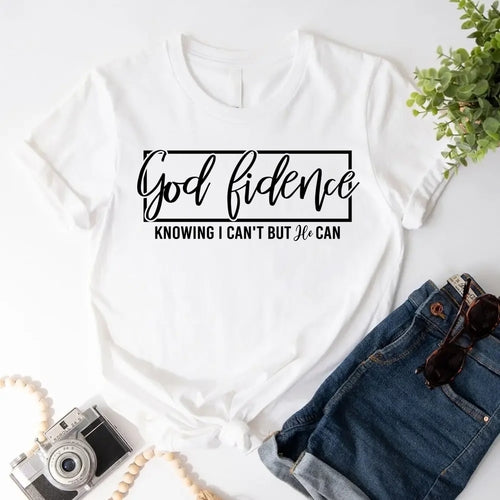God-Fidence Christian T-Shirt – Faith Over Fear Inspirational Tee