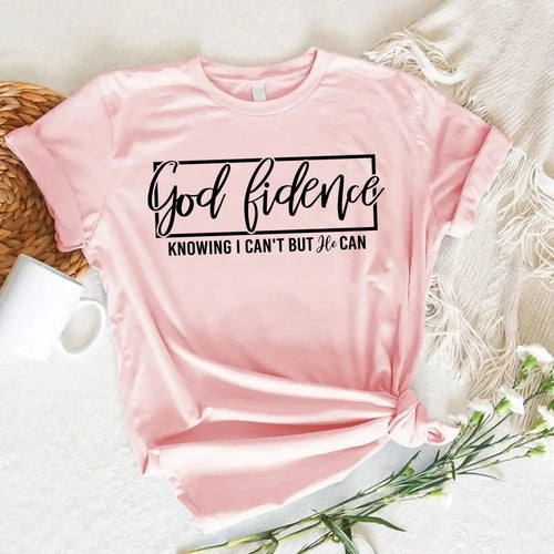 God-Fidence Christian T-Shirt – Faith Over Fear Inspirational Tee