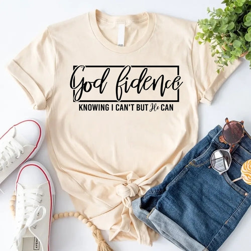 God-Fidence Christian T-Shirt – Faith Over Fear Inspirational Tee