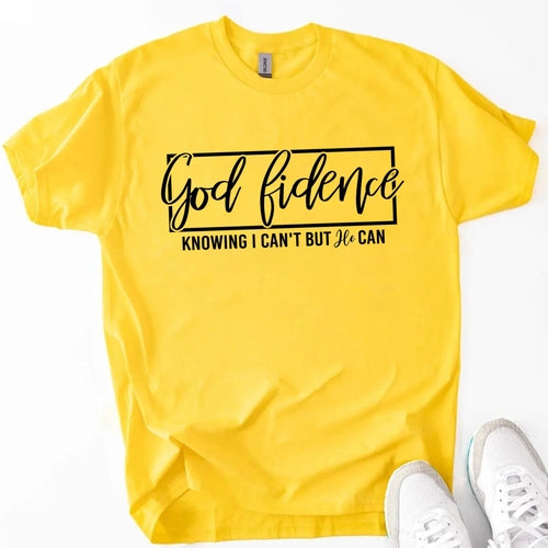God-Fidence Christian T-Shirt – Faith Over Fear Inspirational Tee