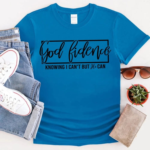 God-Fidence Christian T-Shirt – Faith Over Fear Inspirational Tee