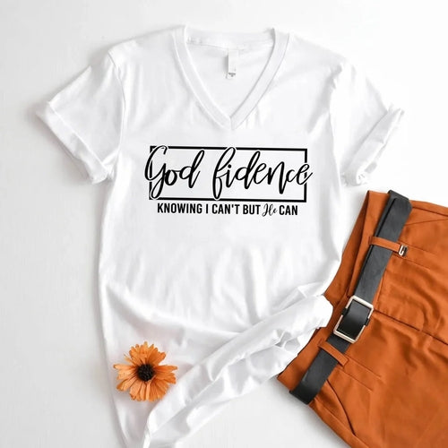 God-Fidence Christian T-Shirt – Faith Over Fear Inspirational Tee