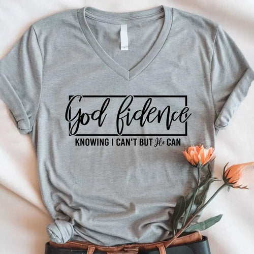 God-Fidence Christian T-Shirt – Faith Over Fear Inspirational Tee