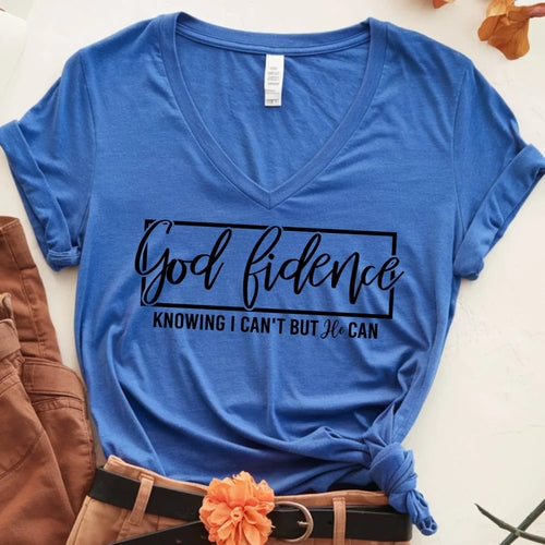God-Fidence Christian T-Shirt – Faith Over Fear Inspirational Tee