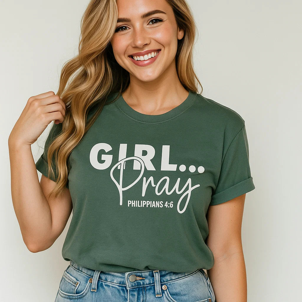 Girl Pray Philippians 4:6 T-Shirt, Christian Apparel