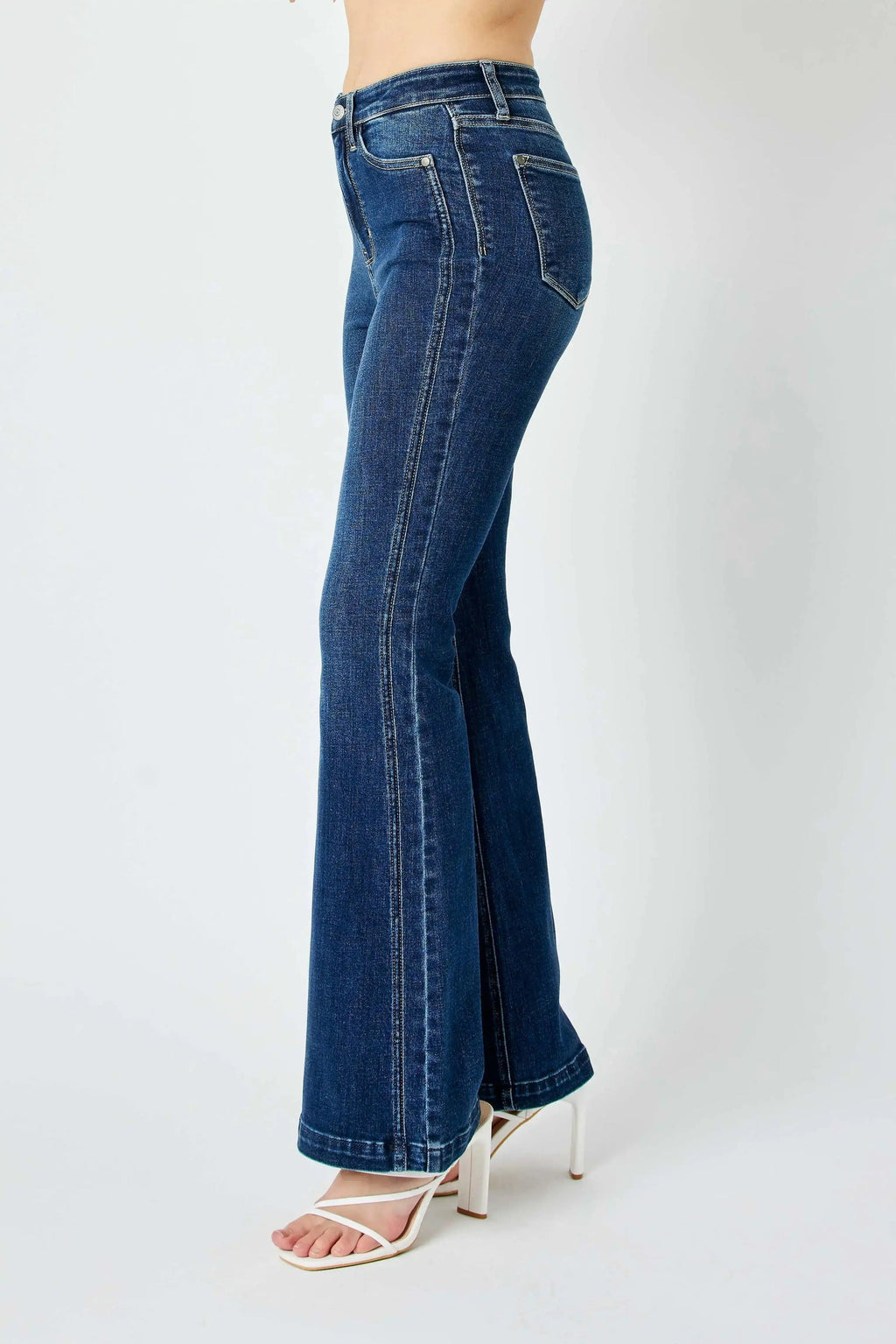 Judy Blue High Waist Angled Side Seam Detail Flare Denim Jeans 82538
