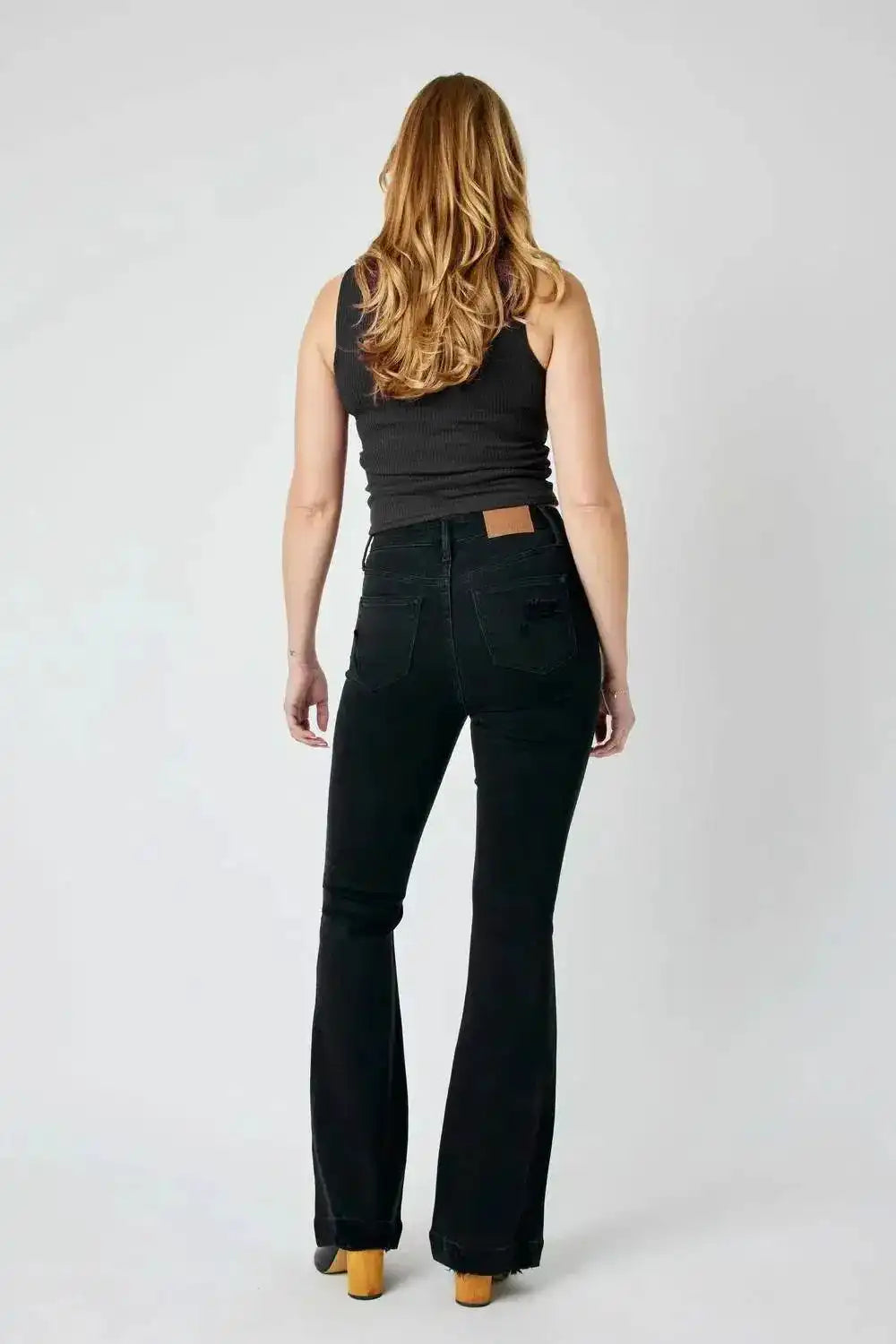 Judy Blue High Waist Tummy Control Destroy Flare Black Denim Jeans