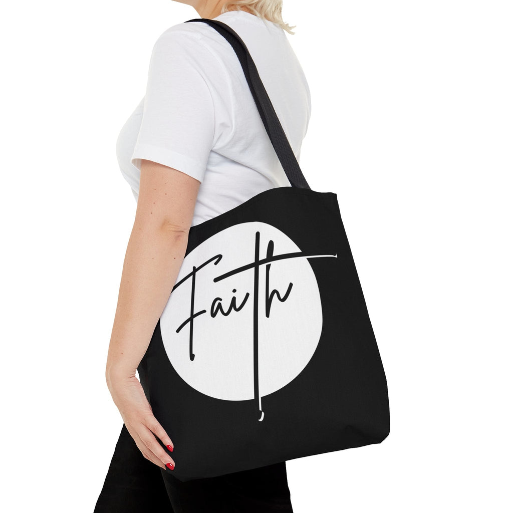 Large Tote Bag Faith - Christian Affirmation - White and Black