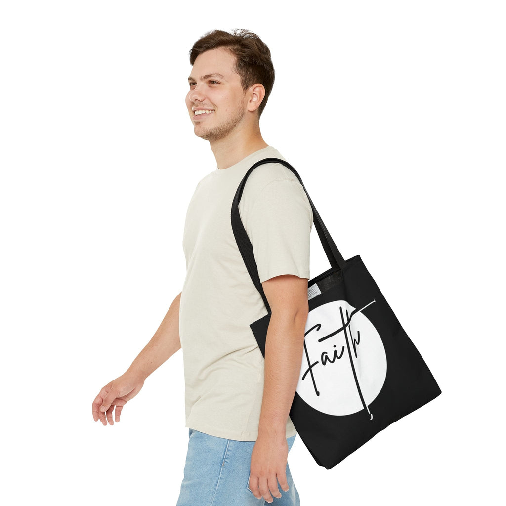 Large Tote Bag Faith - Christian Affirmation - White and Black