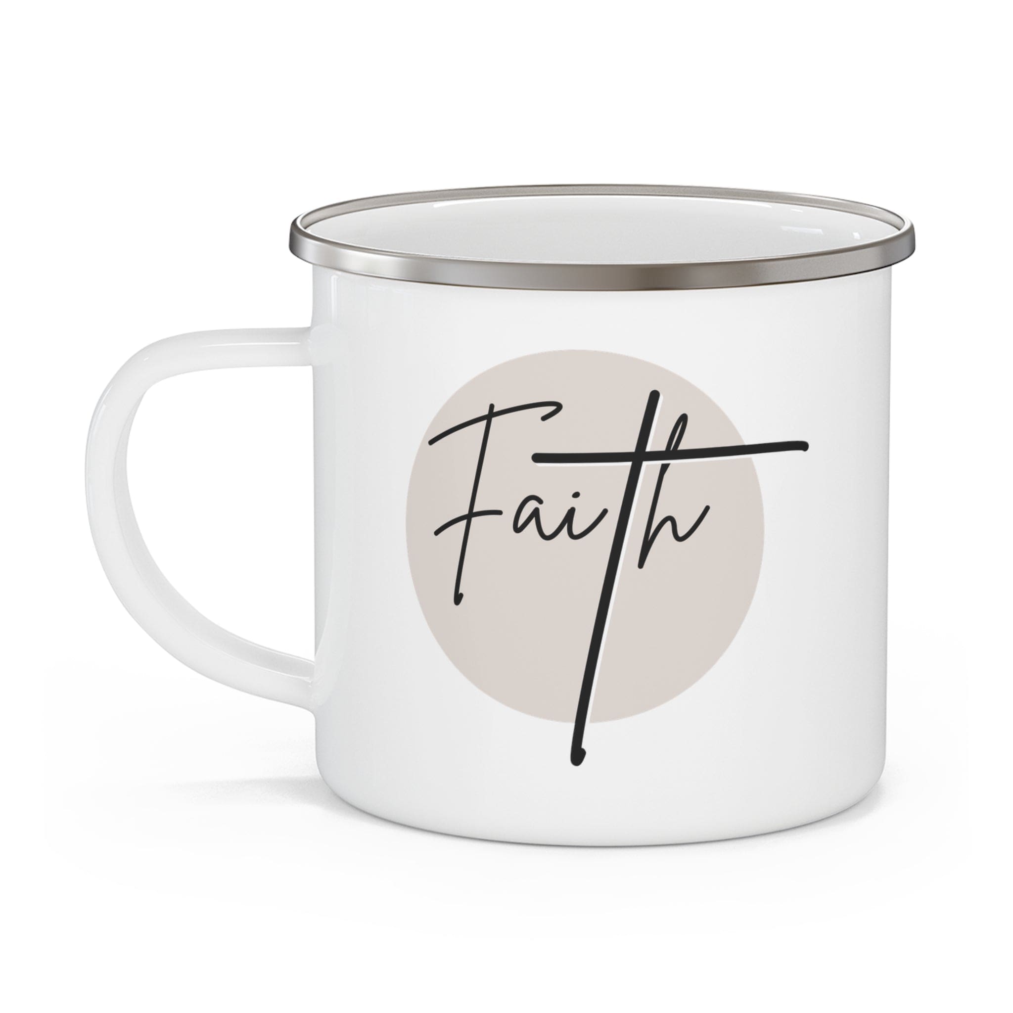 Enamel Camping Mug Faith - Christian Affirmation and Beige