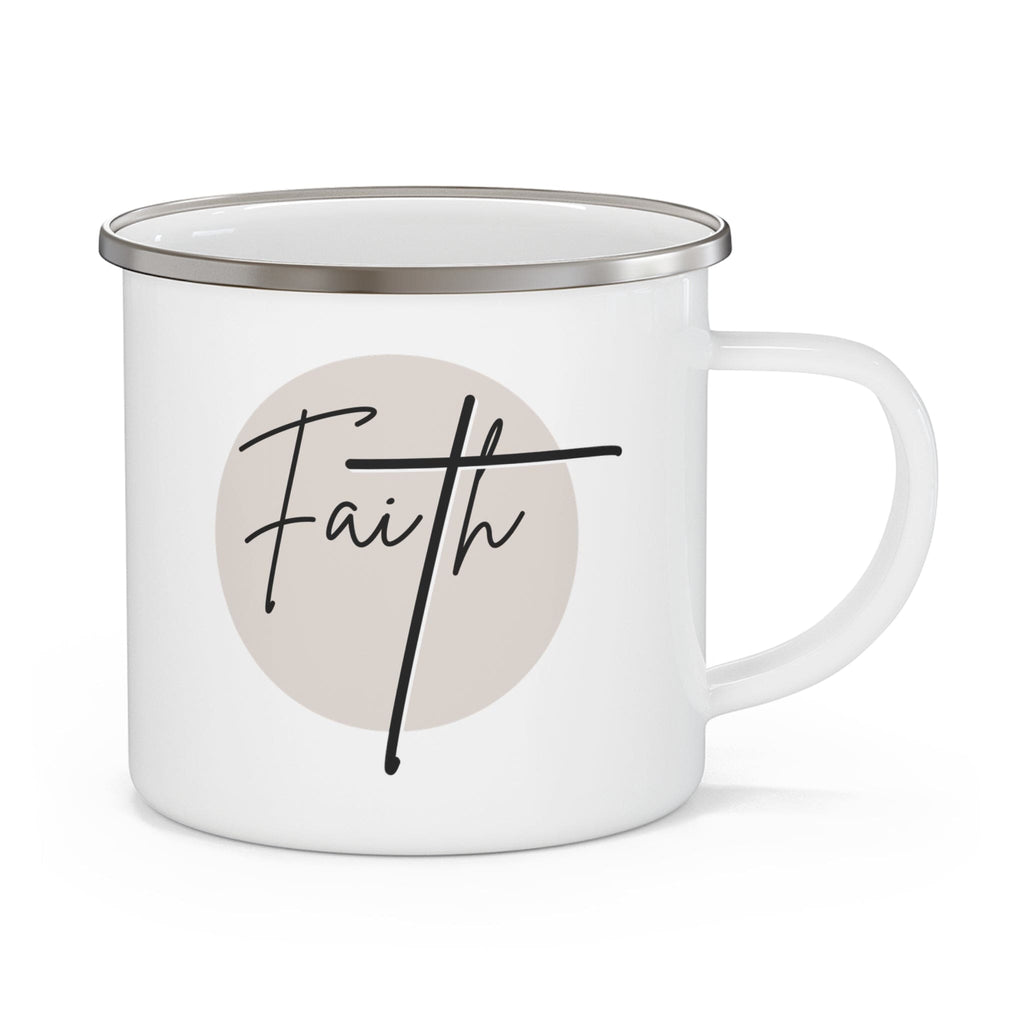 Enamel Camping Mug Faith - Christian Affirmation and Beige
