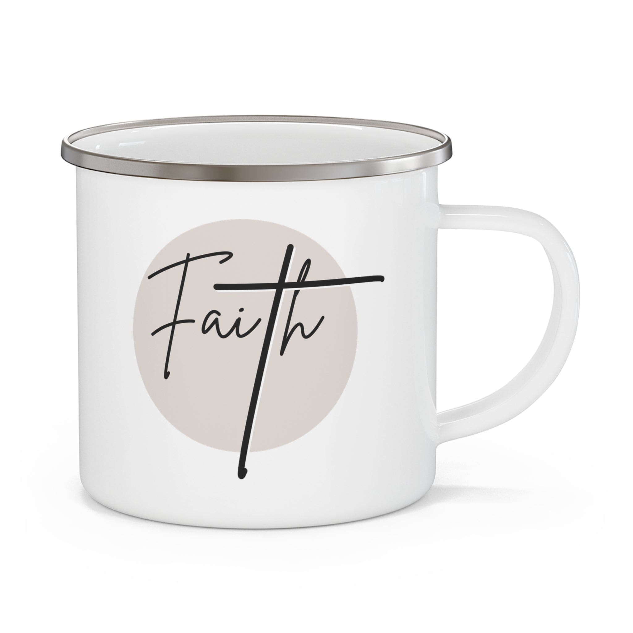 Enamel Camping Mug Faith - Christian Affirmation and Beige