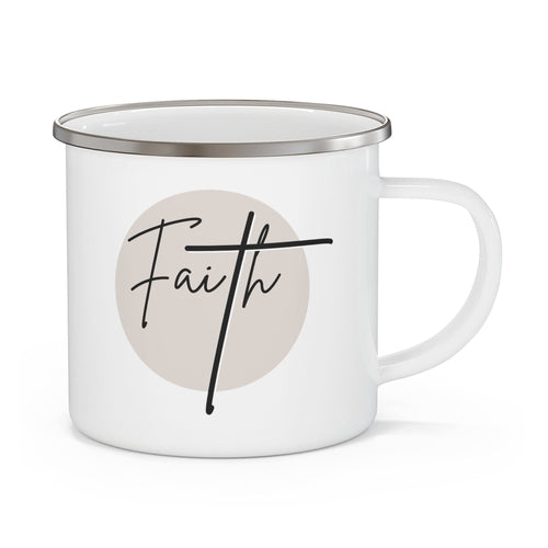 Enamel Camping Mug Faith - Christian Affirmation and Beige