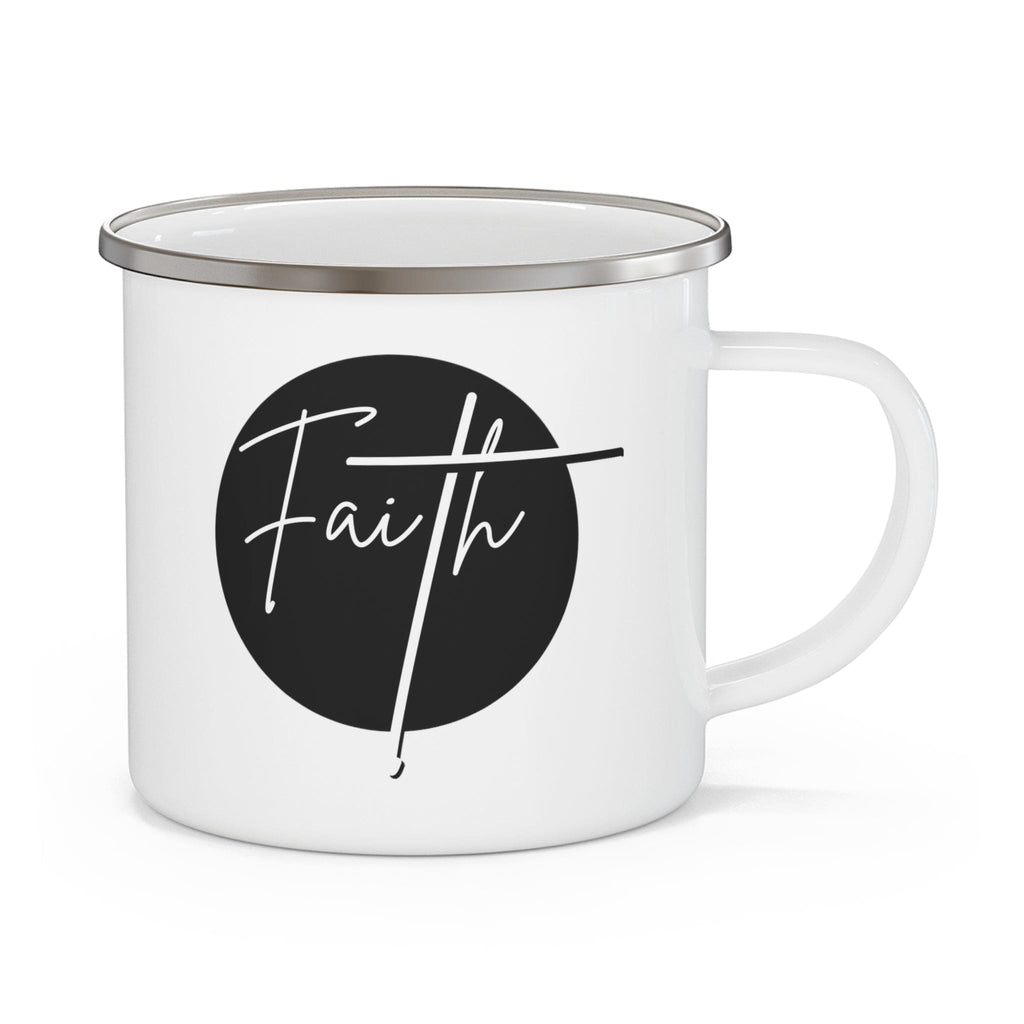 Enamel Camping Mug - Faith - Christian Affirmation and White