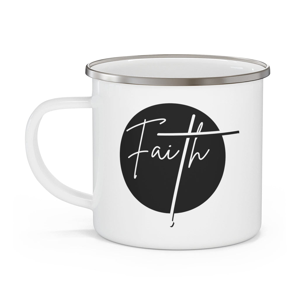 Enamel Camping Mug - Faith - Christian Affirmation and White