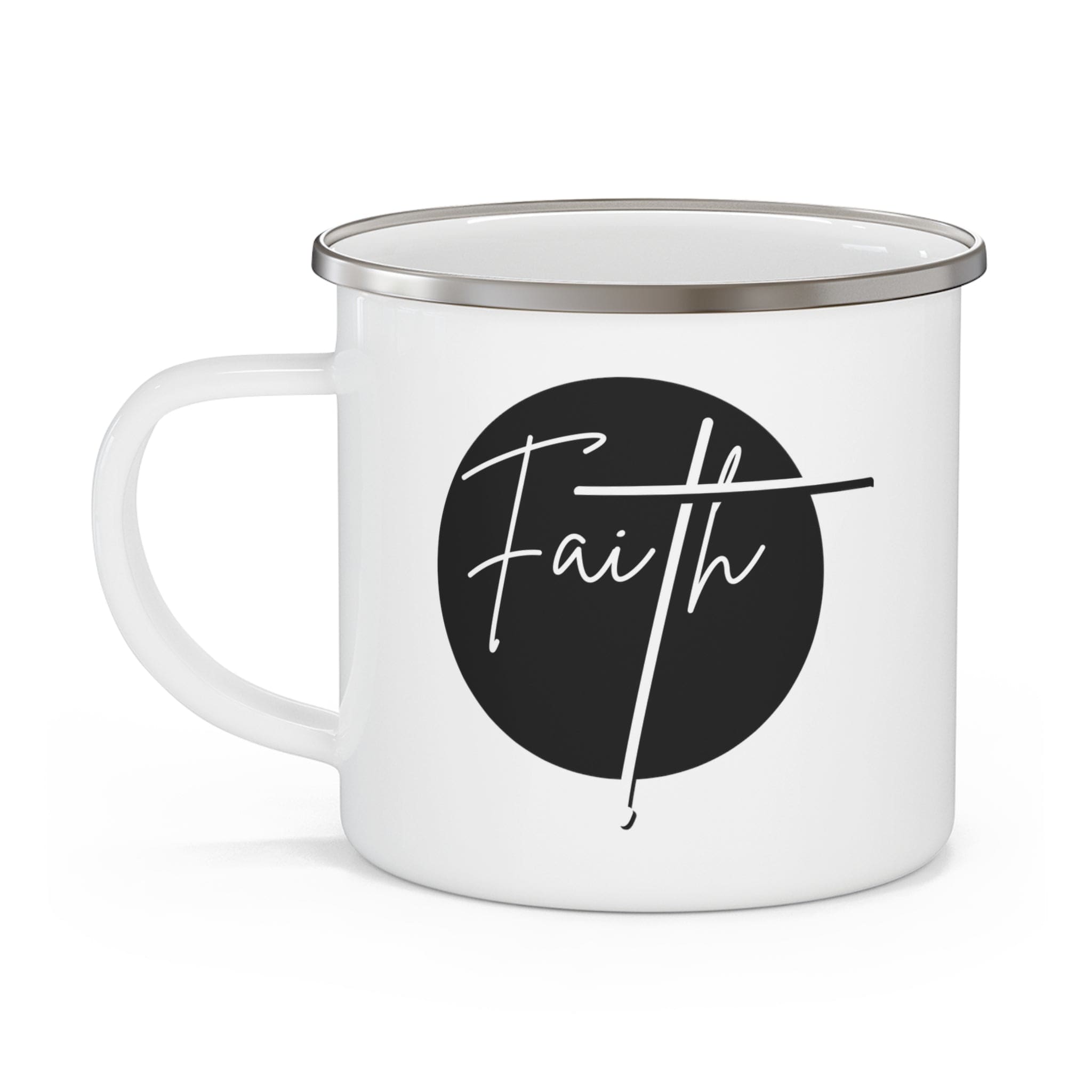Enamel Camping Mug - Faith - Christian Affirmation and White