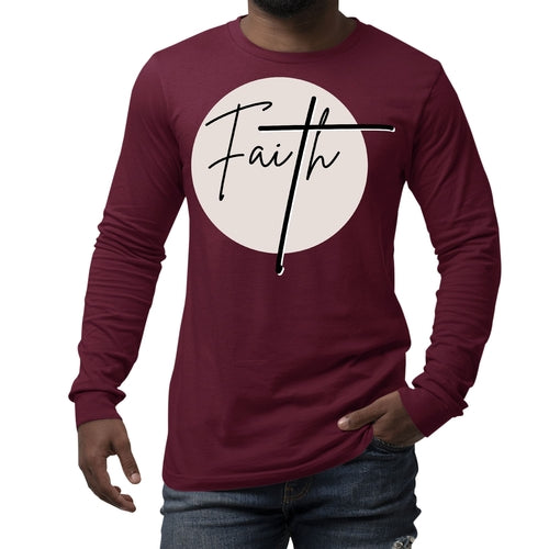 Mens Long Sleeve Graphic T-shirt Faith - Christian Affirmation -