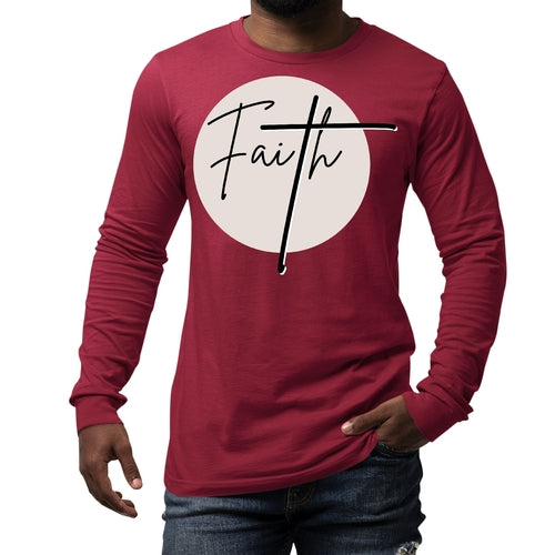 Mens Long Sleeve Graphic T-shirt Faith - Christian Affirmation -
