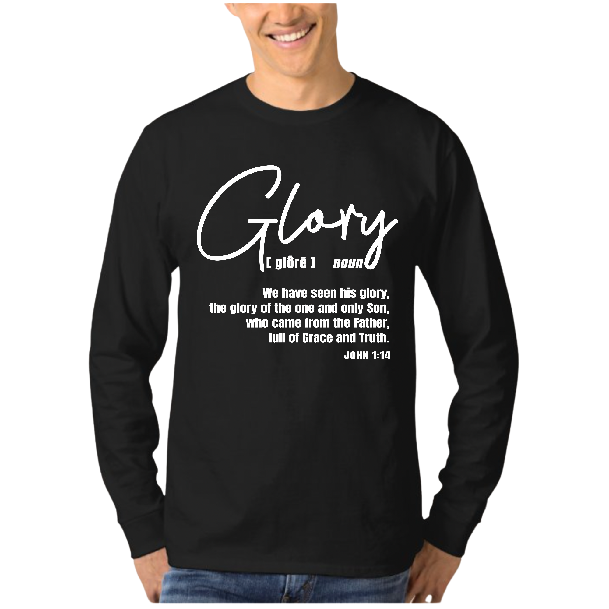 Mens Long Sleeve Graphic T-shirt - Glory - Christian Inspiration