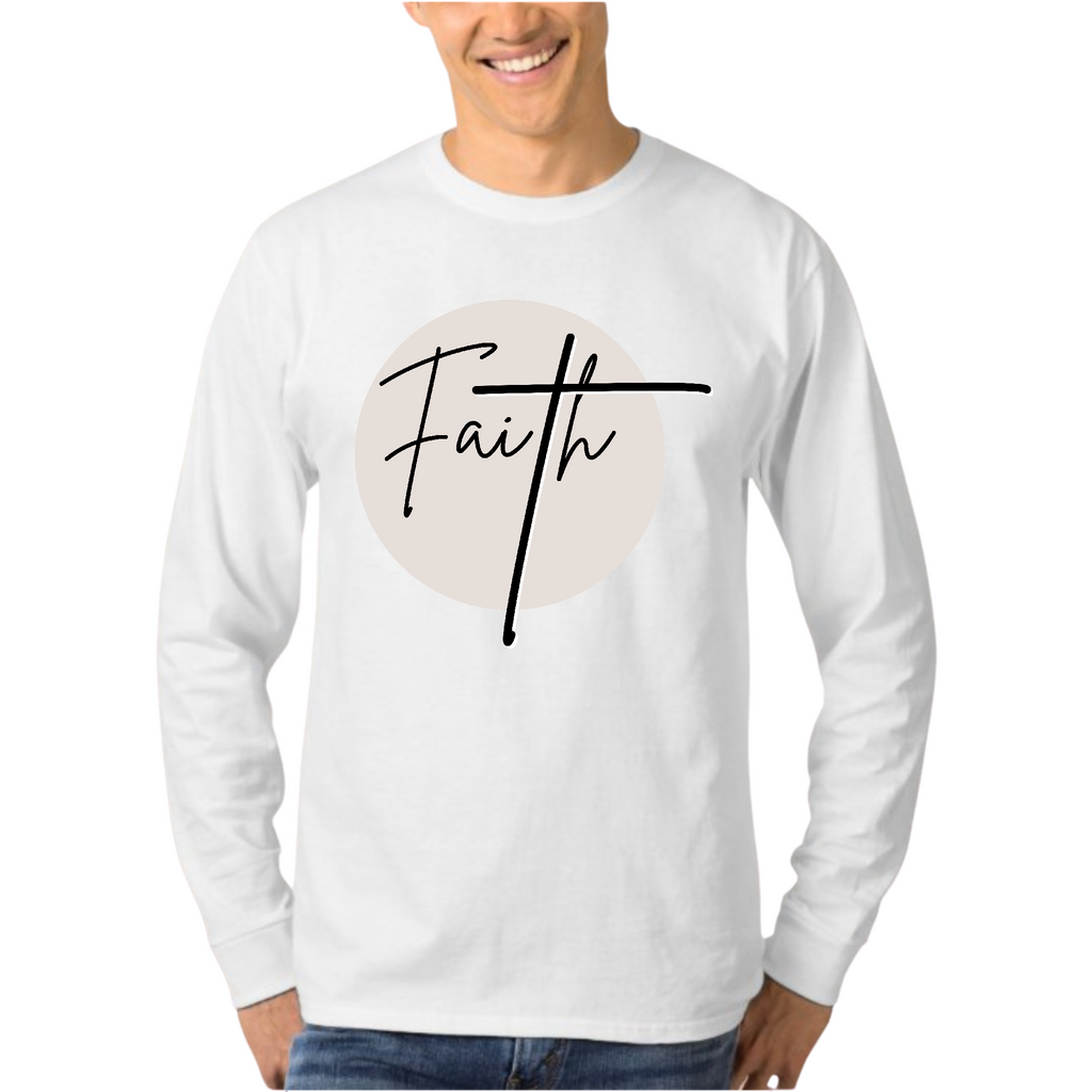 Mens Long Sleeve Graphic T-shirt Faith - Christian Affirmation -