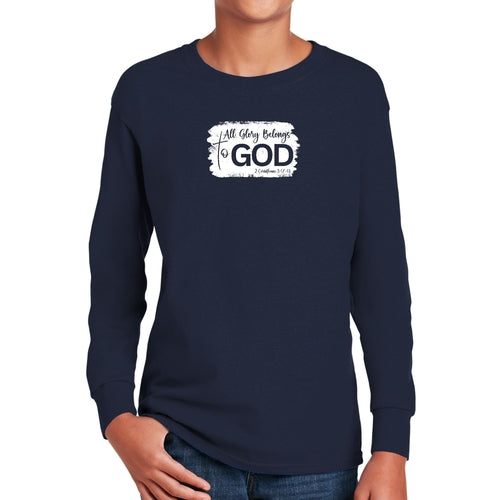 Youth Long Sleeve Graphic T-shirt - All Glory Belongs to God Christian