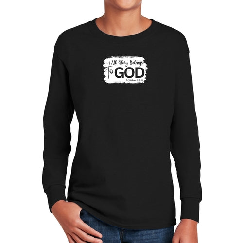 Youth Long Sleeve Graphic T-shirt - All Glory Belongs to God Christian