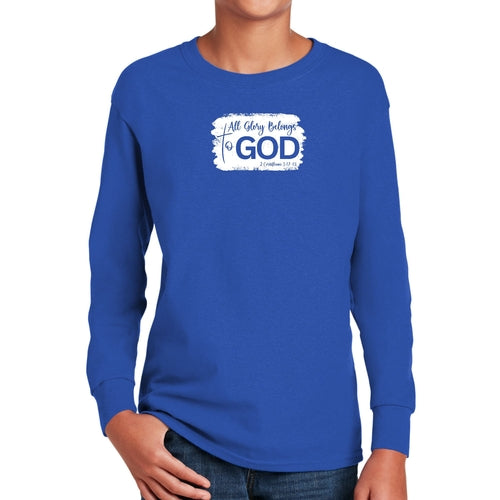 Youth Long Sleeve Graphic T-shirt - All Glory Belongs to God Christian