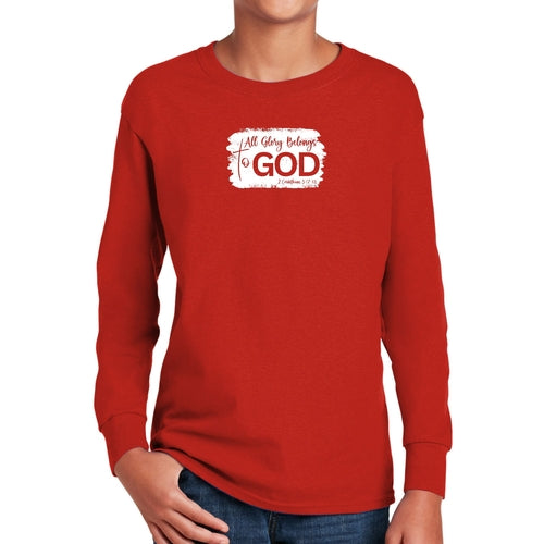 Youth Long Sleeve Graphic T-shirt - All Glory Belongs to God Christian