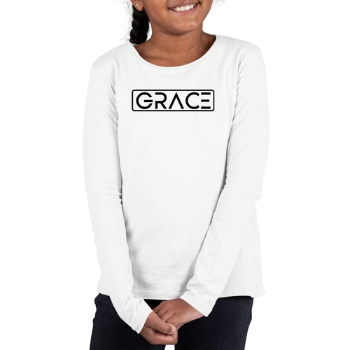 Youth Long Sleeve Graphic T-shirt - Grace Christian Black Illustration