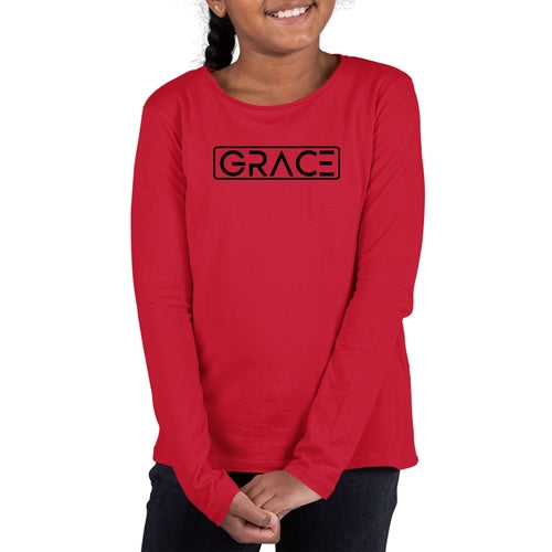 Youth Long Sleeve Graphic T-shirt - Grace Christian Black Illustration