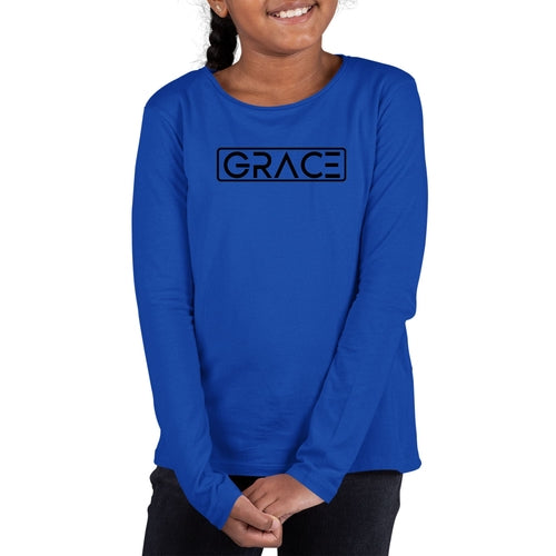 Youth Long Sleeve Graphic T-shirt - Grace Christian Black Illustration