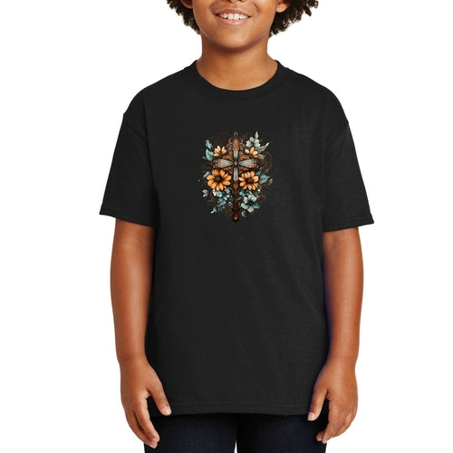 Youth Short Sleeve Graphic T-shirt - Christian Cross Floral Bouquet